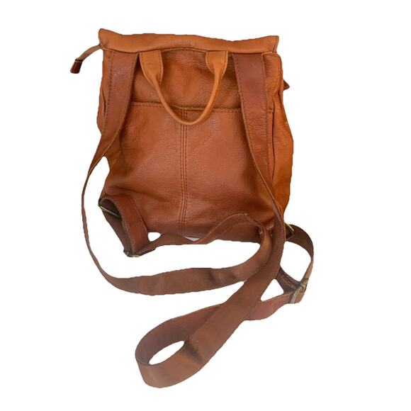 American Leather Co. Women’s Brown Leather Double Strap Casual Backpack Flaw - Picture 2 of 14